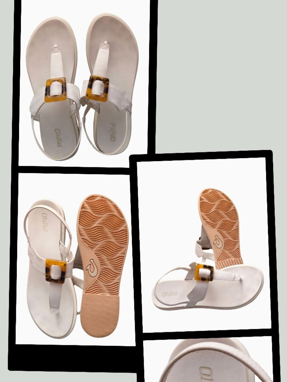 PREMIUM OLUKAI WOMEN'S CRISP WHITE LEATHER BACKSTRAP SANDALS • WOMEN'S SIZE 9